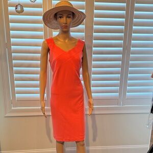 CeCe Vibrant Coral Midi Dress